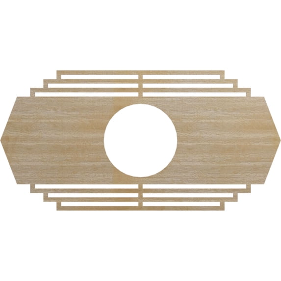 Ekena Millwork 40"W x 20"H x 10 1/2"ID x 1/4"T Chrysler Wood Fretwork Pierced Ceiling Medallion, Hickory