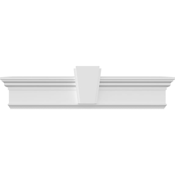 Ekena Millwork 41" Bottom Width x 44 7/8" Top Width x 7 1/4"H x 1"P Traditional Crosshead w/ Deco Keystone