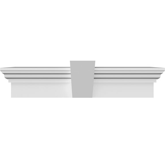 Ekena Millwork 42" Bottom Width x 48 1/4" Top Width x 9"H x 1"P Traditional Crosshead w/ Flat Keystone