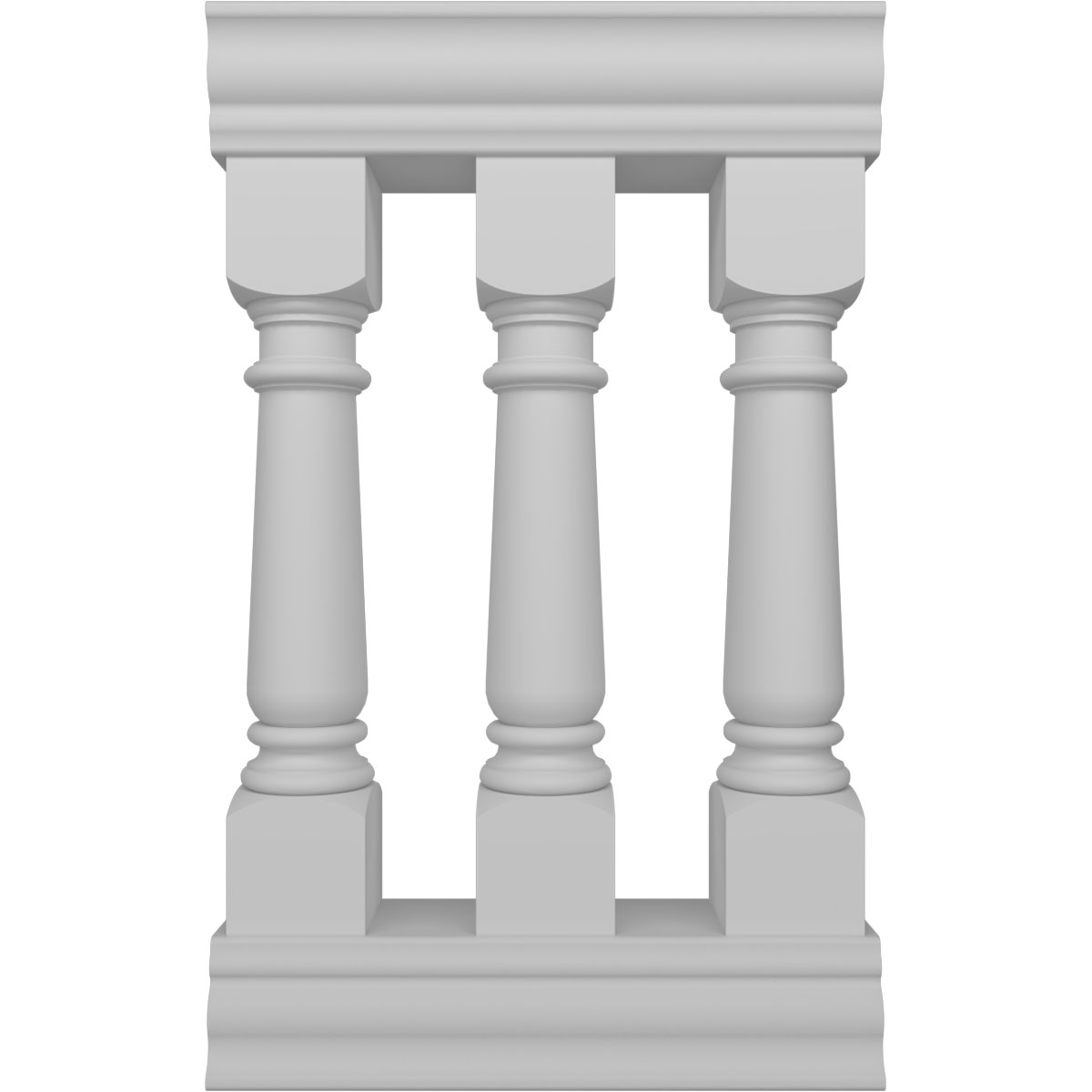 Ekena Millwork 42"H x 2'L Fiberthane Wellington Unassembled Balustrade Railing Kit, Style A (7 5/8" On-Center Spacing to Pass 4" Sphere Code)