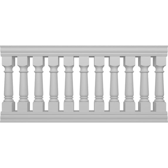 Ekena Millwork 42"H x 7'L Fiberthane Wellington Unassembled Balustrade Railing Kit, Style A (7 5/8" On-Center Spacing to Pass 4" Sphere Code)