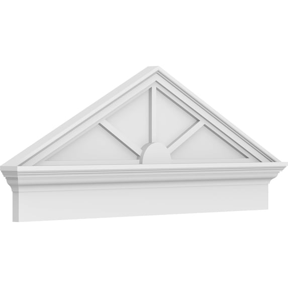 Ekena Millwork 42"W x 17-3/8"H x 2-3/4"P (Pitch 6/12) Peaked Cap 3 Spoke Architectural Grade PVC Combination Pediment