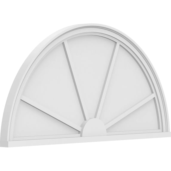 Ekena Millwork 42"W x 21"H x 2"P Half Round 4 Spoke Architectural Grade PVC Pediment