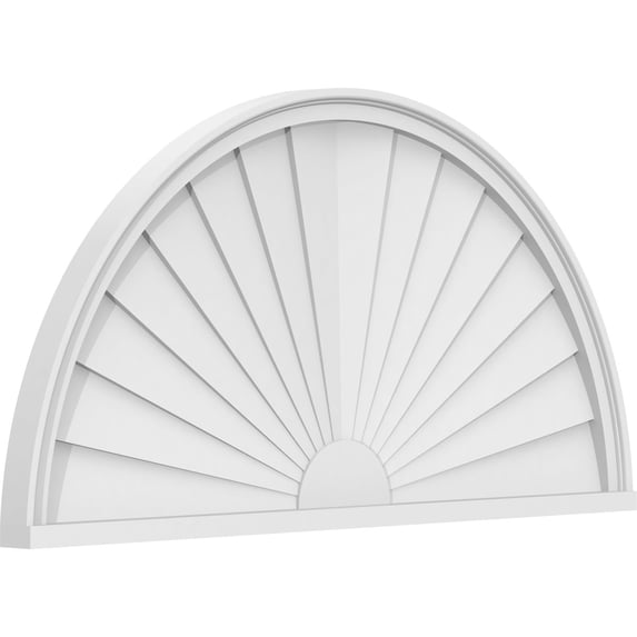 Ekena Millwork 42"W x 21"H x 2"P Half Round Sunburst Architectural Grade PVC Pediment