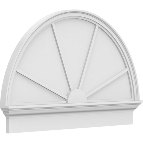 Ekena Millwork 42"W x 27-3/4"H x 2-3/4"P Half Round 4 Spoke Architectural Grade PVC Combination Pediment