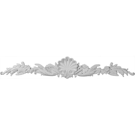 Ekena Millwork 43 1/4"W x 7"H x 1 1/4"P Quentin Shell Center with Scrolls Onlay