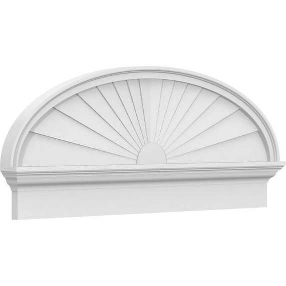 Ekena Millwork 44"W x 17-7/8"H x 2-3/4"P Elliptical Sunburst Architectural Grade PVC Combination Pediment