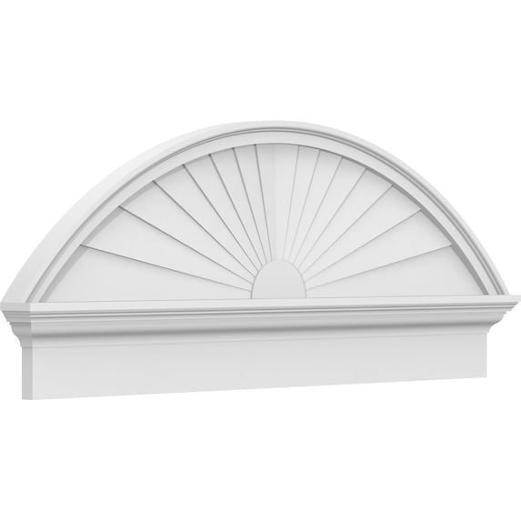 Ekena Millwork 44"W x 17-7/8"H x 2-3/4"P Segment Arch Sunburst Architectural Grade PVC Combination Pediment