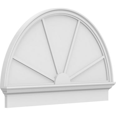 Ekena Millwork 44"W x 28-3/4"H x 2-3/4"P Half Round 4 Spoke Architectural Grade PVC Combination Pediment