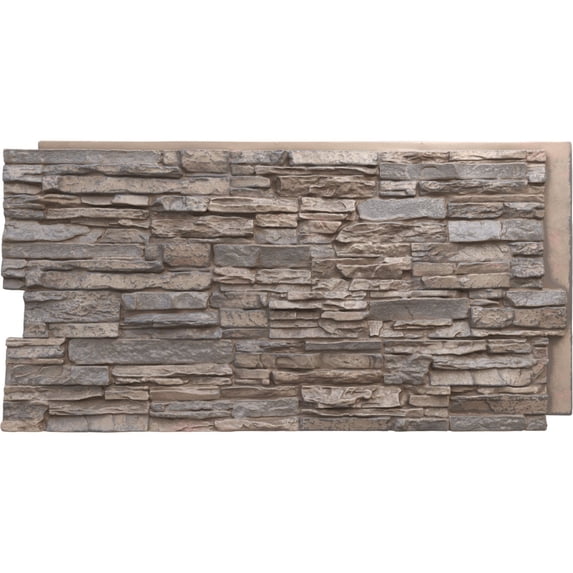 Ekena Millwork 45 3/4"W x 24 1/2"H x 1 1/4"D Canyon Ridge Stacked Stone, EverStone Faux Stone Siding Panel, Boardwalk Bay