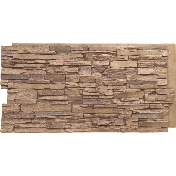 Ekena Millwork 45 3/4"W x 24 1/2"H x 1 1/4"D Canyon Ridge Stacked Stone, EverStone Faux Stone Siding Panel, Fall Bank