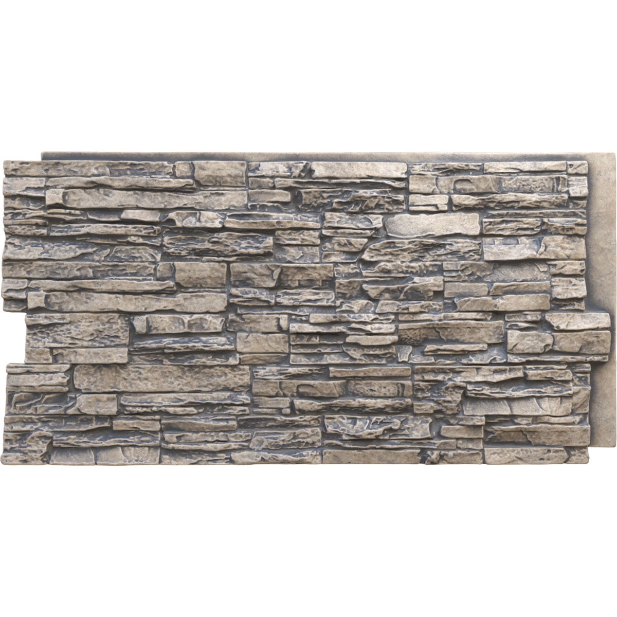 Ekena Millwork 45 3/4"W x 24 1/2"H x 1 1/4"D Canyon Ridge Stacked Stone, EverStone Faux Stone Siding Panel, Linen Graphite