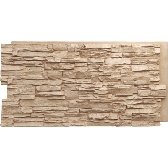 Ekena Millwork 45 3/4"W x 24 1/2"H x 1 1/4"D Canyon Ridge Stacked Stone, EverStone Faux Stone Siding Panel, Ocean Floor