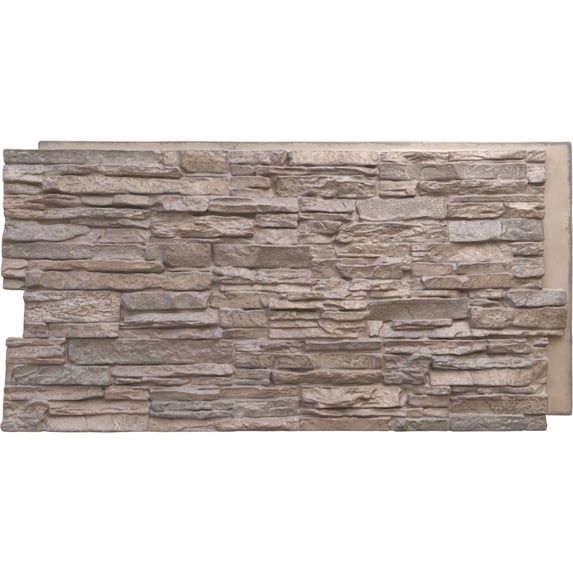 Ekena Millwork 45 3/4"W x 24 1/2"H x 1 1/4"D Canyon Ridge Stacked Stone, EverStone Faux Stone Siding Panel, Polermo