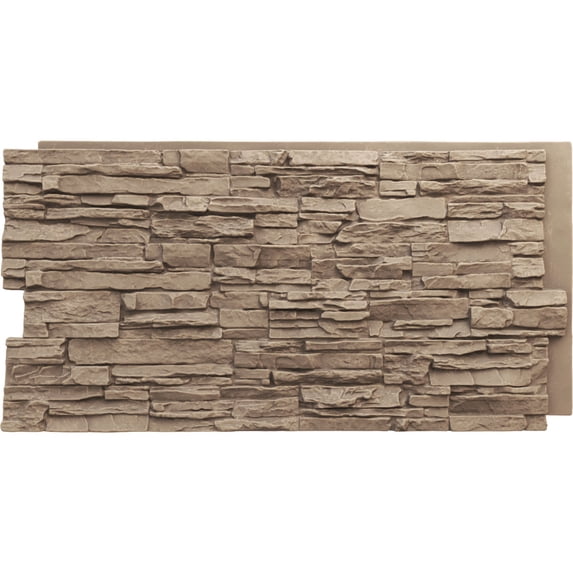 Ekena Millwork 45 3/4"W x 24 1/2"H x 1 1/4"D Canyon Ridge Stacked Stone, EverStone Faux Stone Siding Panel, Valley Spring