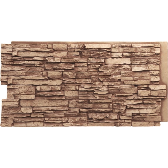 Ekena Millwork 45 3/4"W x 24 1/2"H x 1 1/4"D Canyon Ridge Stacked Stone, EverStone Faux Stone Siding Panel, Wheat Field