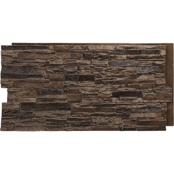 Ekena Millwork 45 3/4"W x 24 1/2"H x 1 1/4"D Canyon Ridge Stacked Stone, EverStone Faux Stone Siding Panel, Willow Peak