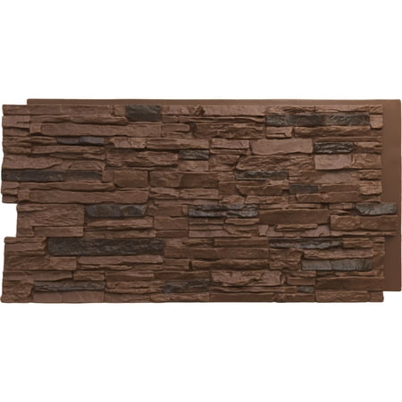 Ekena Millwork 45.75"W x 24.50"H x 1.25"D Canyon Ridge Stacked Stone, StoneWall Faux Stone Siding Panel, Canyon Brown