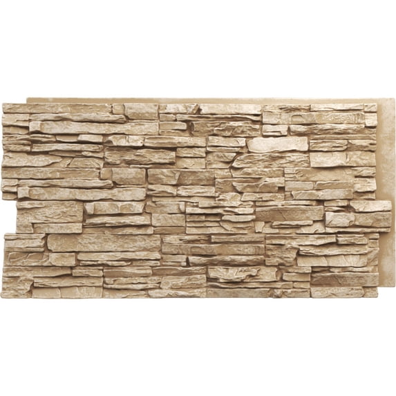 Ekena Millwork 45.75"W x 24.50"H x 1.25"D Canyon Ridge Stacked Stone, StoneWall Faux Stone Siding Panel, Sandstone