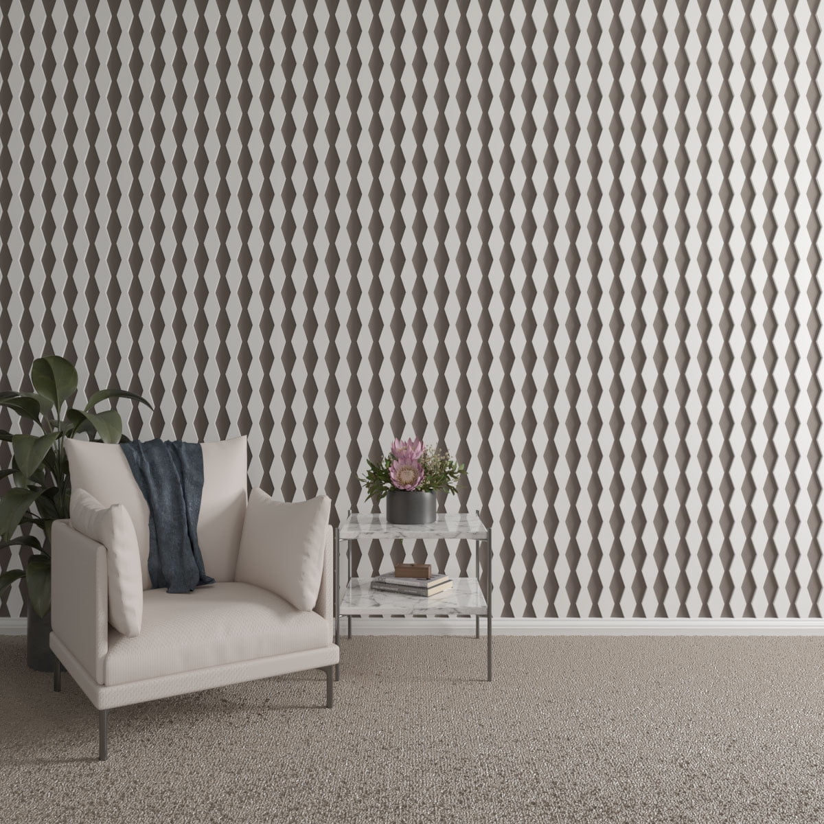Ekena Millwork 47"H x 1/2"T Cimarron PVC Adjustable Decorative Slat Wall Panel Kit, Unfinished (contains 23 Slats + 1 Straight Edge Starter Slat)