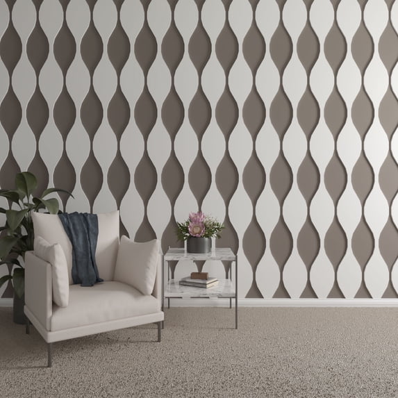 Ekena Millwork 47"H x 1/2"T Ozark PVC Adjustable Decorative Slat Wall Panel Kit, Unfinished (contains 8 Slats + 1 Straight Edge Starter Slat)