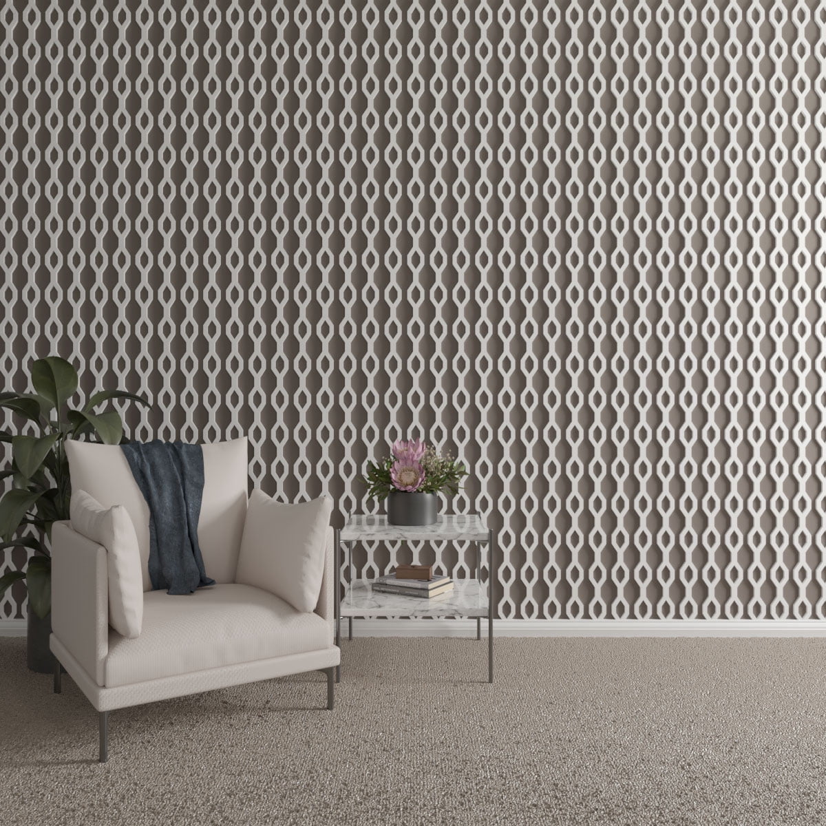 Ekena Millwork 47"H x 1/2"T Wabash PVC Adjustable Decorative Slat Wall Panel Kit, Unfinished (contains 23 Slats + 1 Straight Edge Starter Slat)