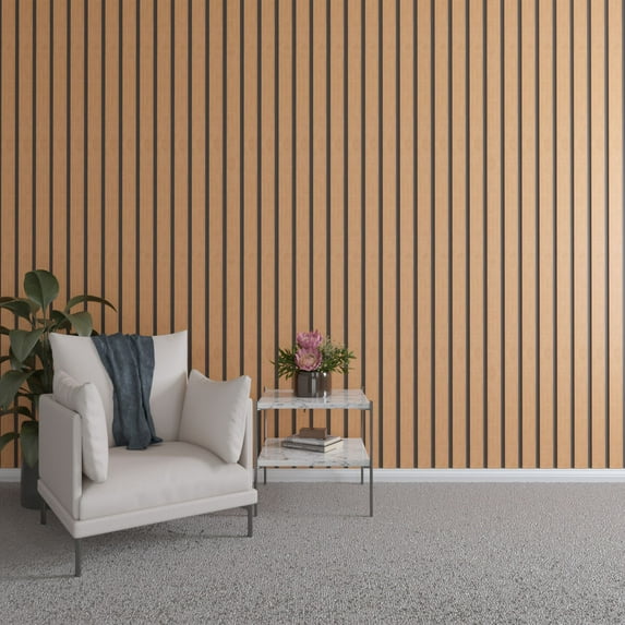 Ekena Millwork 47"H x 1/4"T Adjustable Wood Slat Wall Panel Kit with 3"W Slats, Cherry (contains 15 Slats)