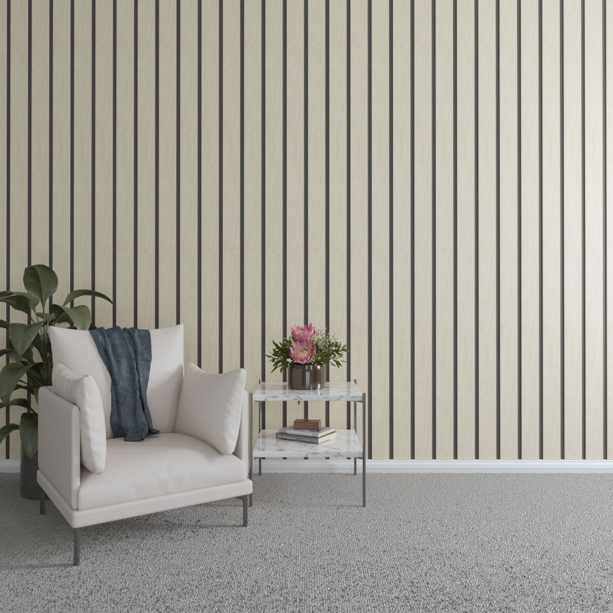 Adjustable Birch Wood Slat Wall Panel Kit, 47"H x 4"W