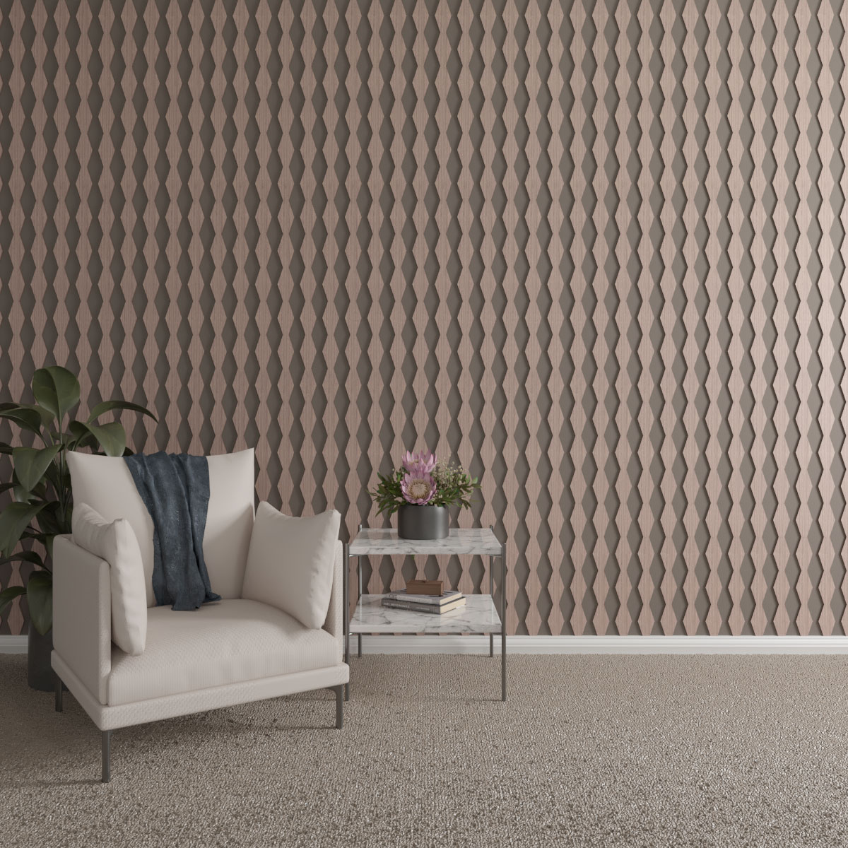 Ekena Millwork 47"H x 1/4"T Cimarron Adjustable Wood Decorative Slat Wall Panel Kit, Walnut (contains 23 Slats + 1 Straight Edge Starter Slat)