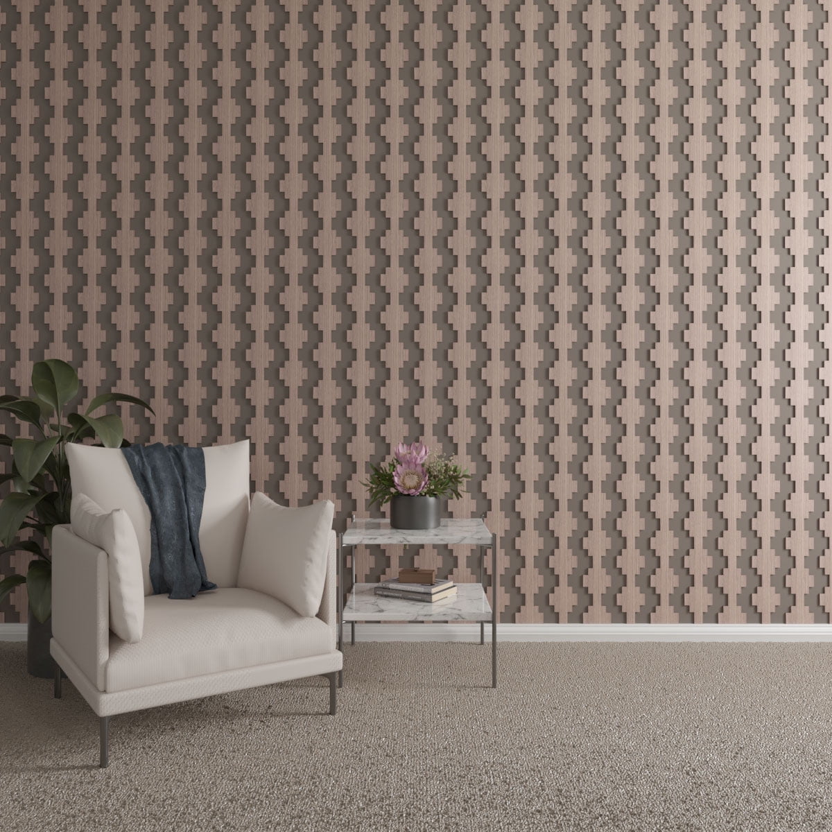 Walnut 47"H Adjustable Wood Decorative Slat Wall Panel Kit