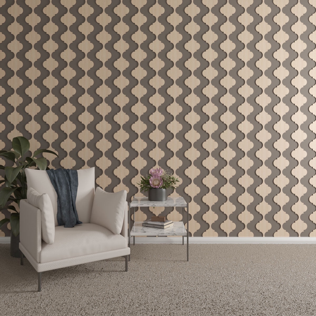 Marrakesh 47" Hickory Wood Decorative Slat Wall Panel Kit