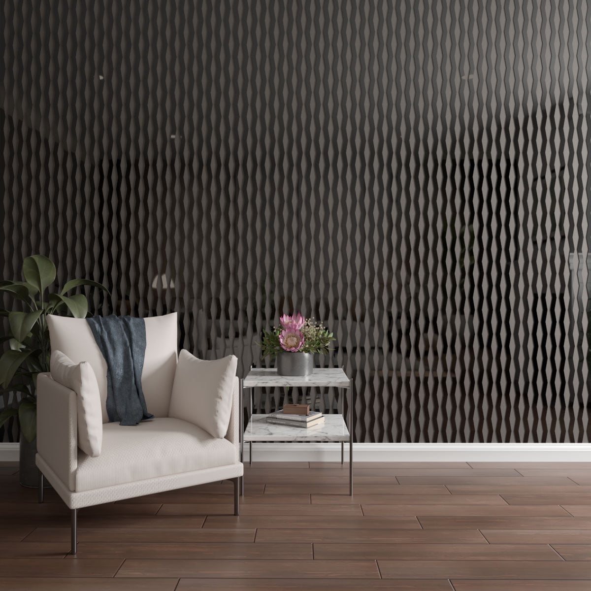 Ekena Millwork 47"H x 1/8"T Adjustable Acrylic Slat Wall Panels, Black, 44-Piece Kit