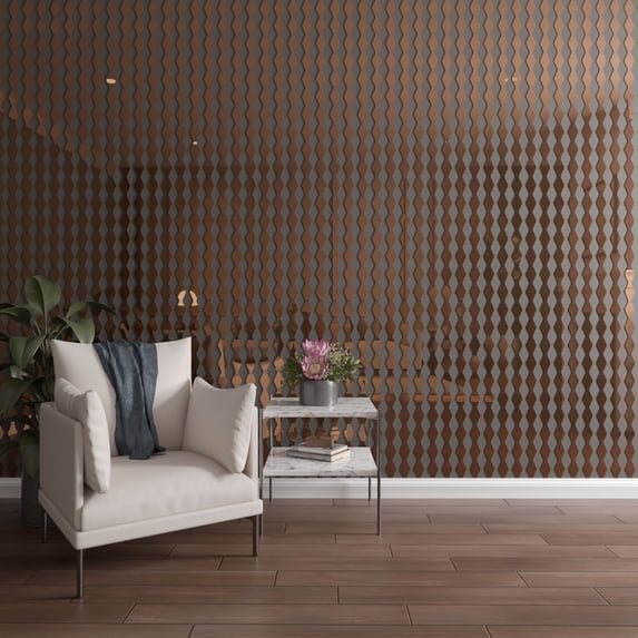 Ekena Millwork 47"H x 1/8"T Casablanca Adjustable Acrylic Decorative Slat Wall Panel Kit, Bronze Mirror (contains 30 Slats + 1 Straight Edge Starter Slat)