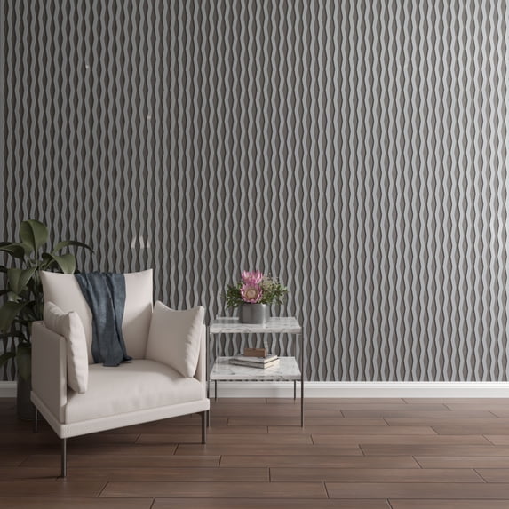 Ekena Millwork 47"H x 1/8"T Eastport Adjustable Acrylic Decorative Slat Wall Panel Kit, Grey (contains 43 Slats + 1 Straight Edge Starter Slat)