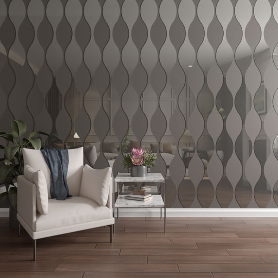 Ekena Millwork 47"H x 1/8"T Ozark Adjustable Acrylic Decorative Slat Wall Panel Kit, Silver Mirror (contains 8 Slats + 1 Straight Edge Starter Slat)