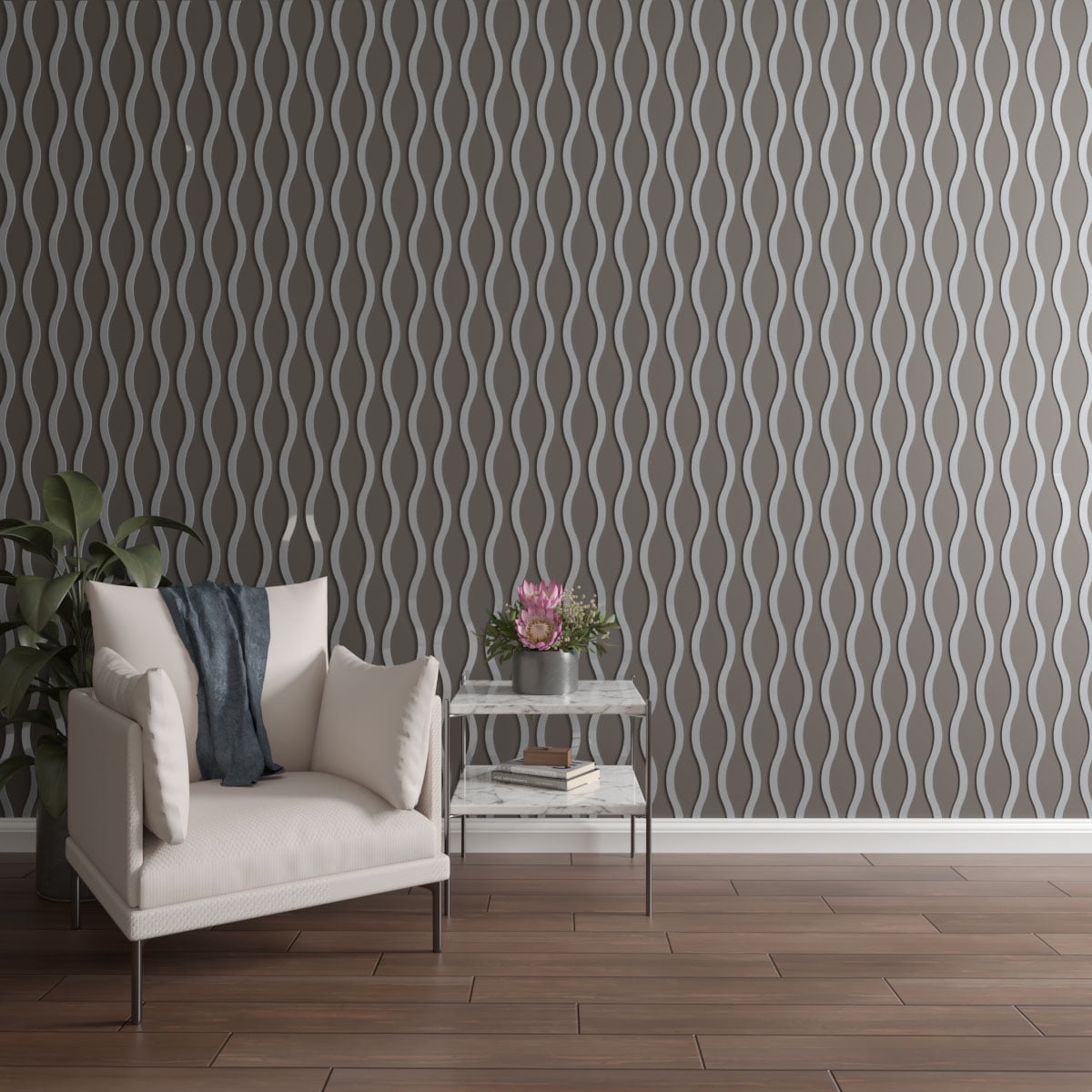 Ekena Millwork 47"H x 1/8"T Yukon Adjustable Acrylic Decorative Slat Wall Panel Kit, Grey (contains 42 Slats)