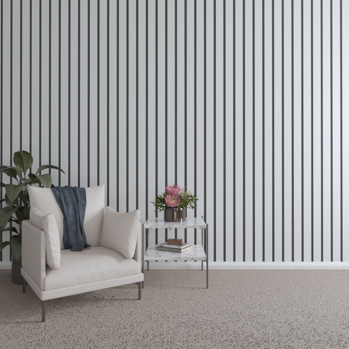 Ekena Millwork 47"H x 3/8"T Adjustable PVC Slat Wall Panel Kit with 3"W Slats, Unfinished (contains 15 Slats)
