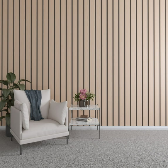 Ekena Millwork 47"H x 3/8"T Adjustable Wood Slat Wall Panel Kit with 4"W Slats, Alder (contains 11 Slats)