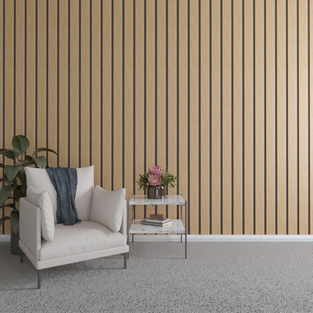Maple Wood Adjustable Slat Wall Panel Kit, 47"H x 4"W