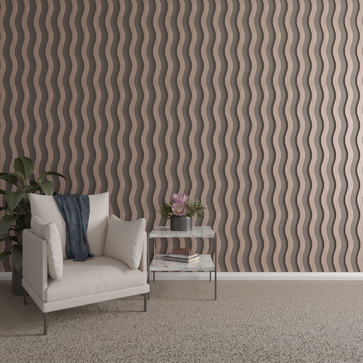 Walnut Adjustable Decorative Wood Slat Wall Panel Kit, 47" Height