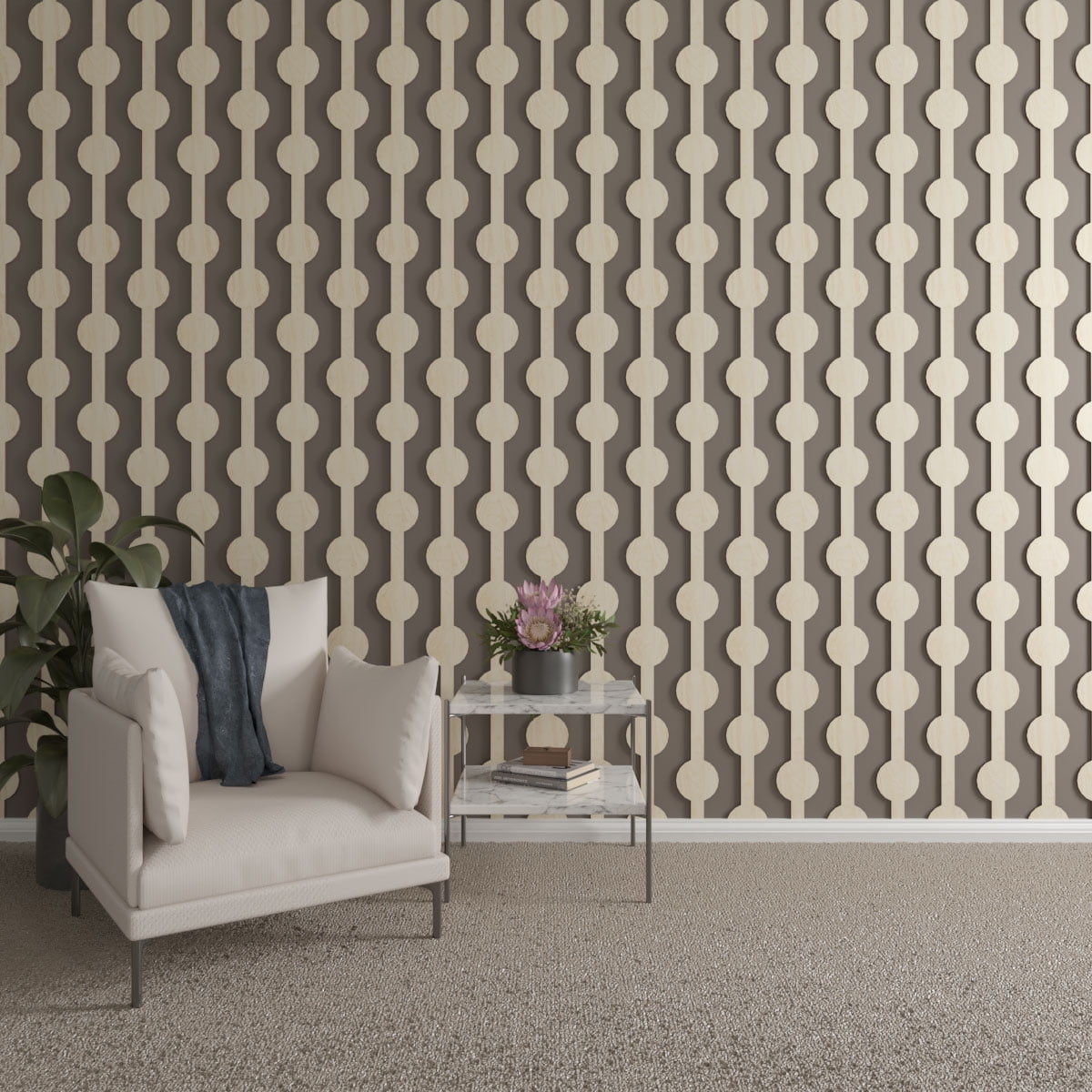 Birch Adjustable Decorative Wood Slat Wall Panel Kit, 47"