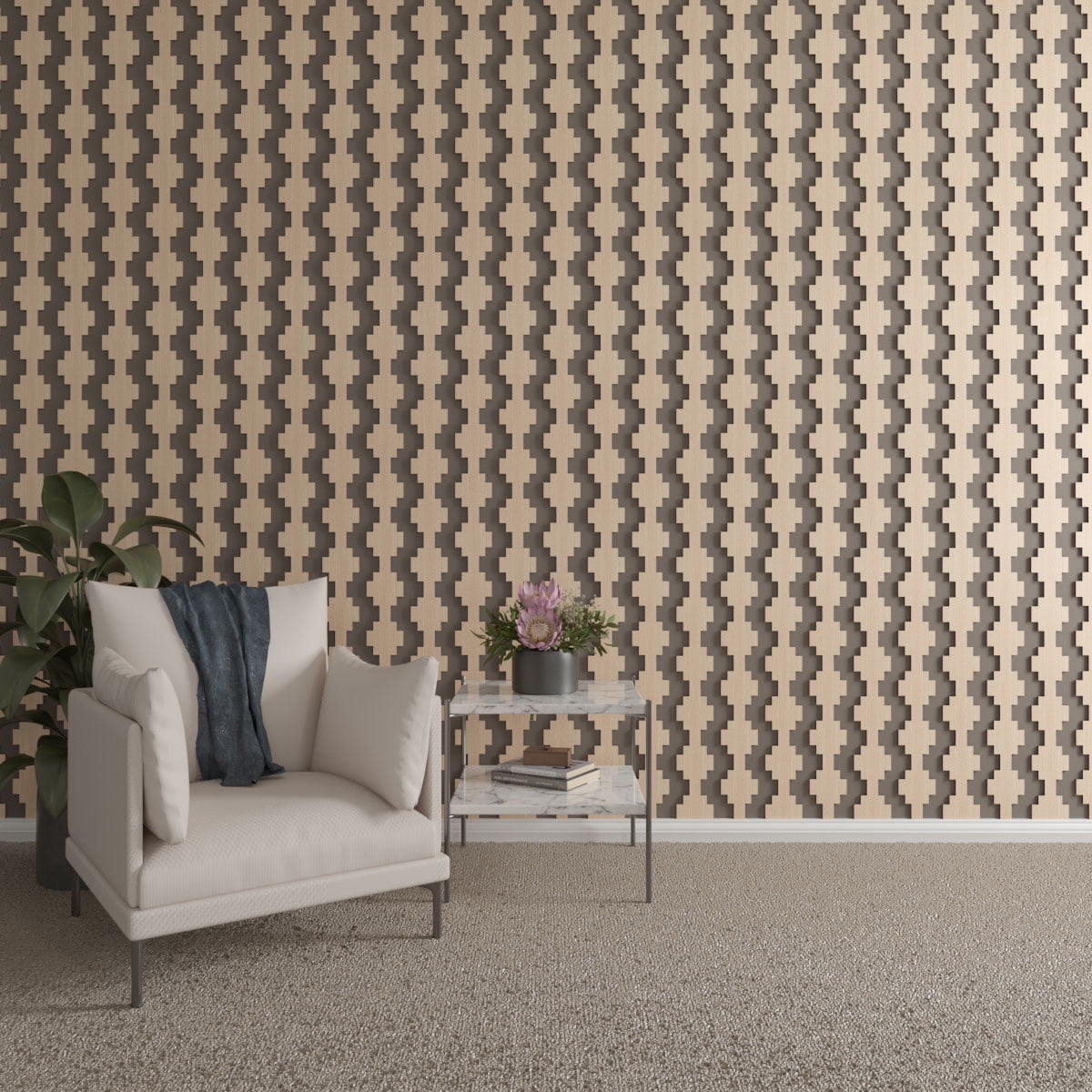 Ekena Millwork 47"H x 3/8"T Gypsum Adjustable Wood Decorative Slat Wall Panel Kit, Hickory (contains 14 Slats + 1 Straight Edge Starter Slat)