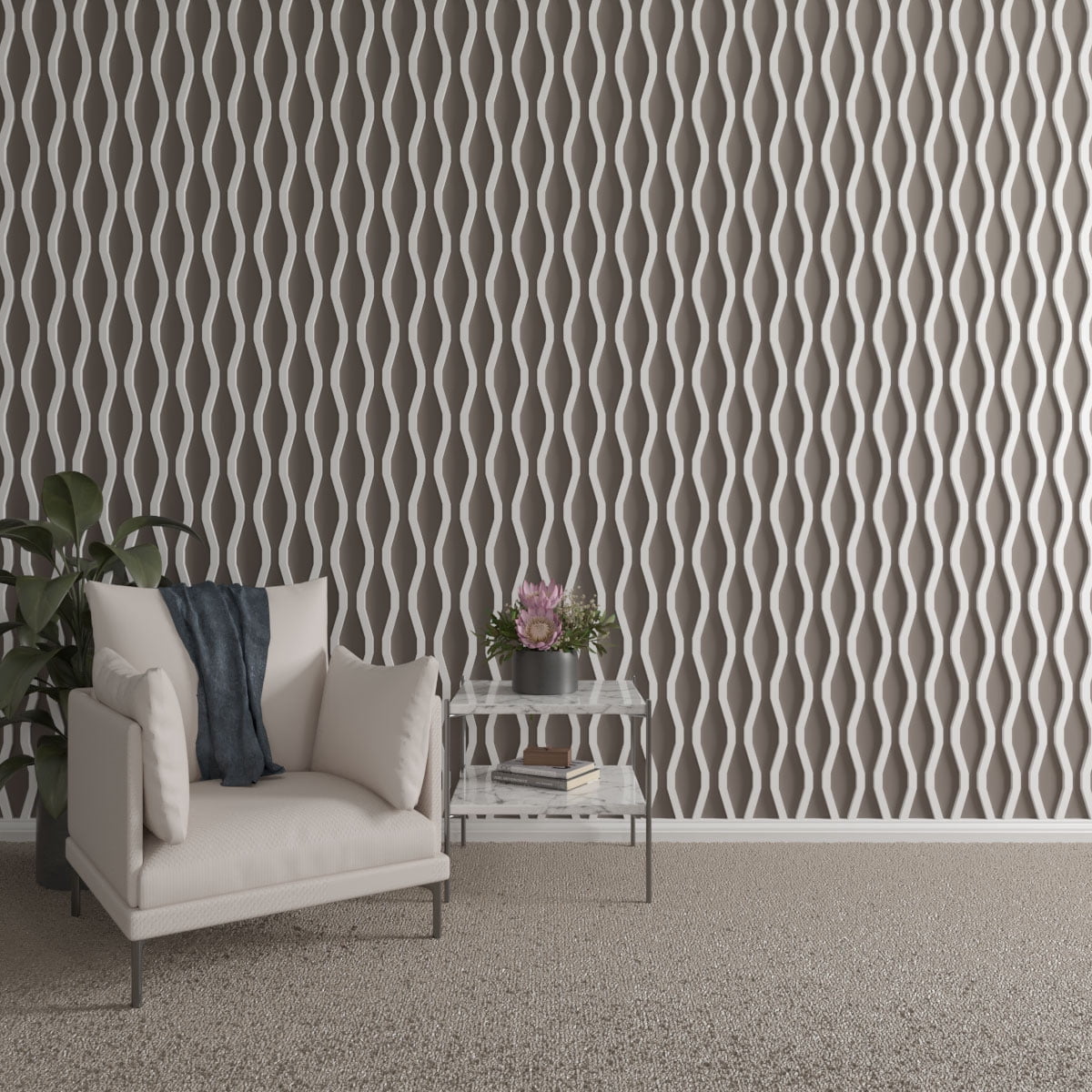 Ekena Millwork 47"H x 5/8"T Yukon PVC Adjustable Decorative Slat Wall Panel Kit, Unfinished (contains 42 Slats)