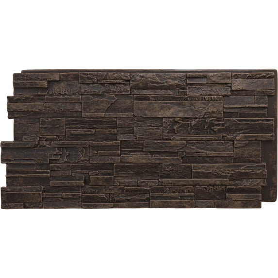 Ekena Millwork 48 5/8"W x 24 3/4"H x 1 1/4"D Cascade Stacked Stone, EverStone Faux Stone Siding Panel, Alder Creek