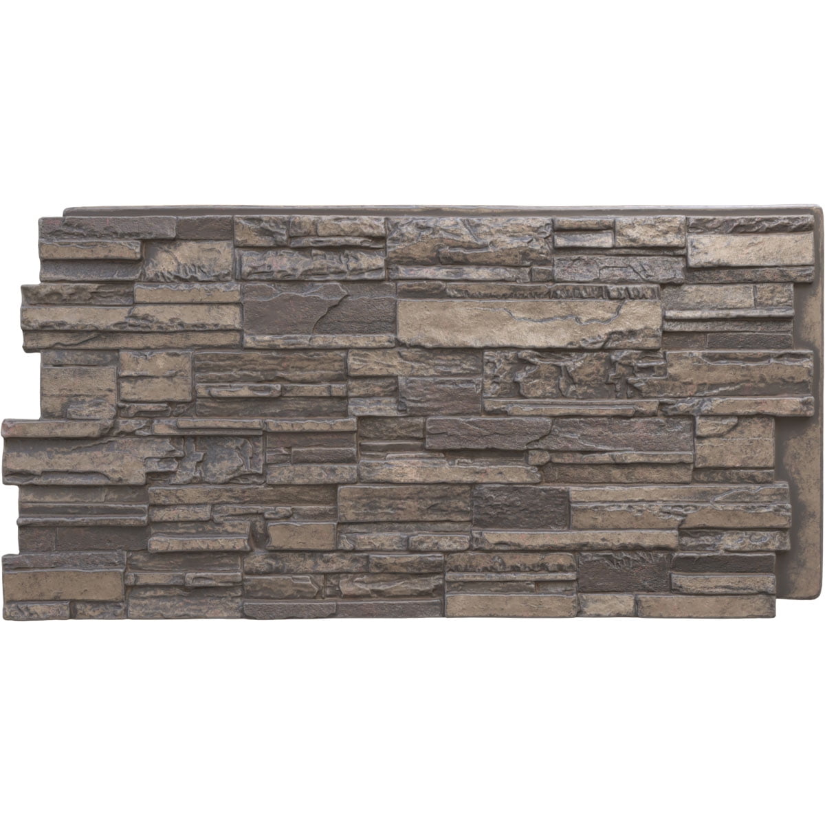 Ekena Millwork 48 5/8"W x 24 3/4"H x 1 1/4"D Cascade Stacked Stone, EverStone Faux Stone Siding Panel, Cascade River