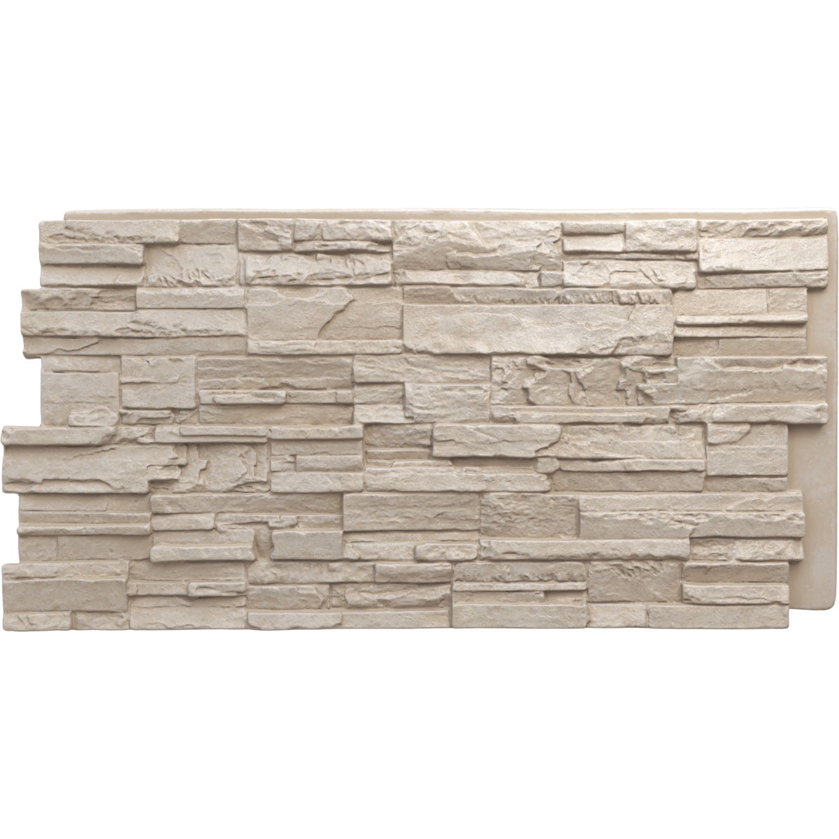 Ekena Millwork 48 5/8"W x 24 3/4"H x 1 1/4"D Cascade Stacked Stone, EverStone Faux Stone Siding Panel, Sea Shell