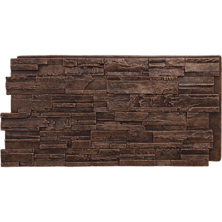 Ekena Millwork 48 5/8"W x 24 3/4"H x 1 1/4"D Cascade Stacked Stone, EverStone Faux Stone Siding Panel, Sequoia Valley