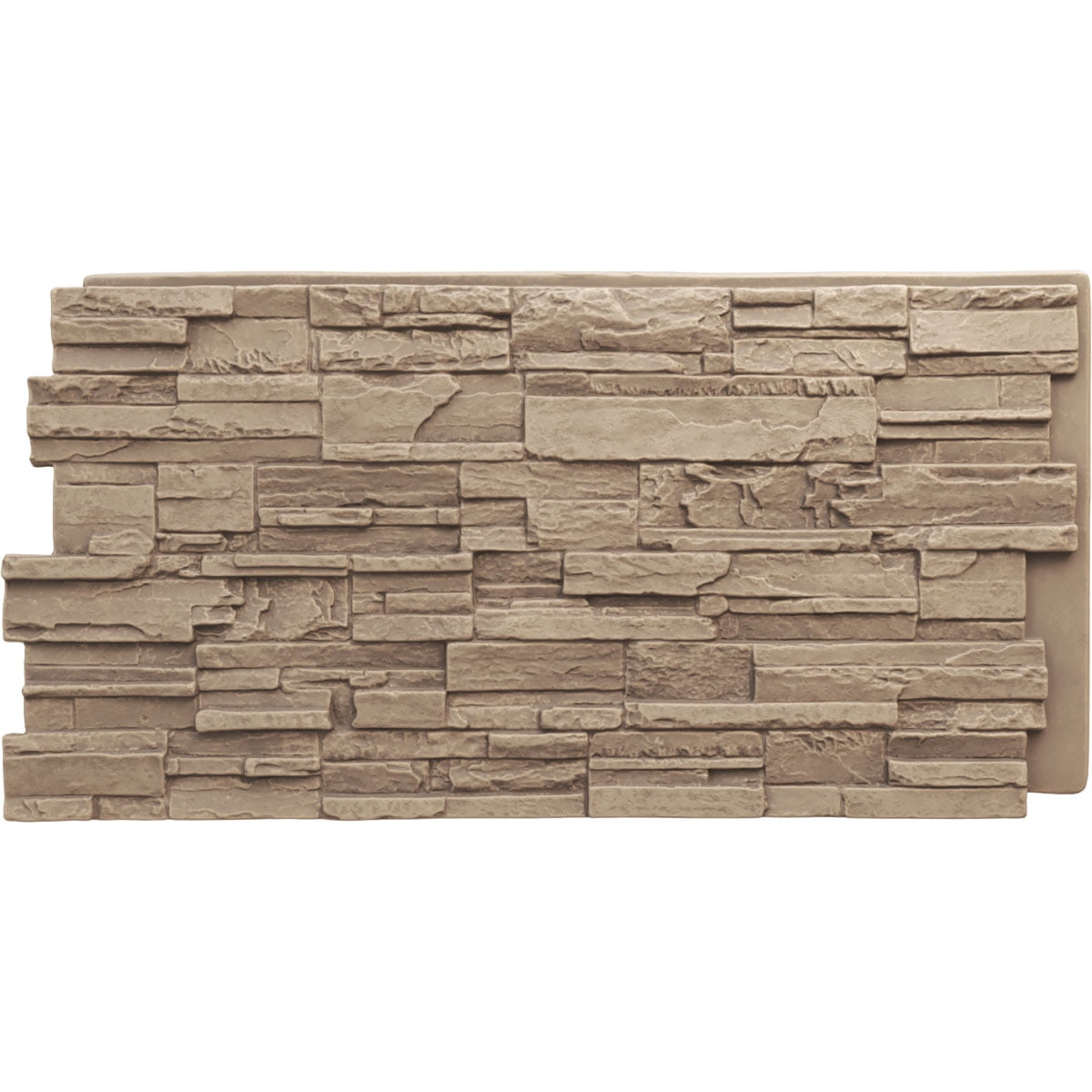Ekena Millwork 48 5/8"W x 24 3/4"H x 1 1/4"D Cascade Stacked Stone, EverStone Faux Stone Siding Panel, Valley Spring