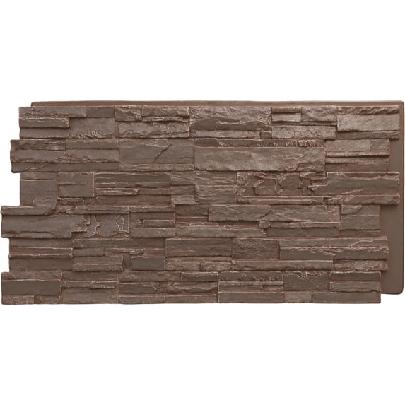 Ekena Millwork 48 5/8"W x 24 3/4"H x 1 1/4"D Cascade Stacked Stone, EverStone Faux Stone Siding Panel, Autumn Bronze
