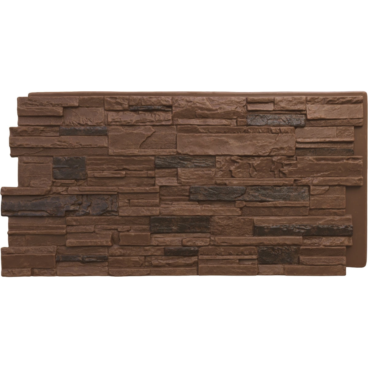 Ekena Millwork 48.625"W x 24.75"H x 1.25"D Cascade Stacked Stone, StoneWall Faux Stone Siding Panel, Canyon Brown